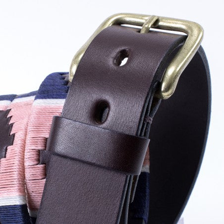 Cow leather belt - Blue and pink Pampa pattern