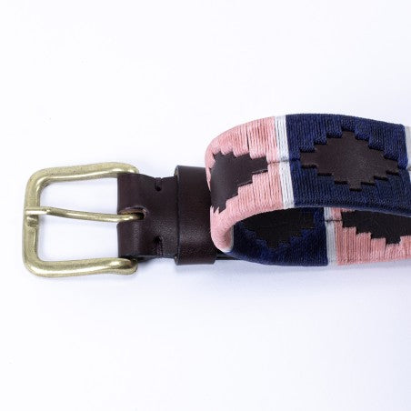 Cow leather belt - Blue and pink Pampa pattern