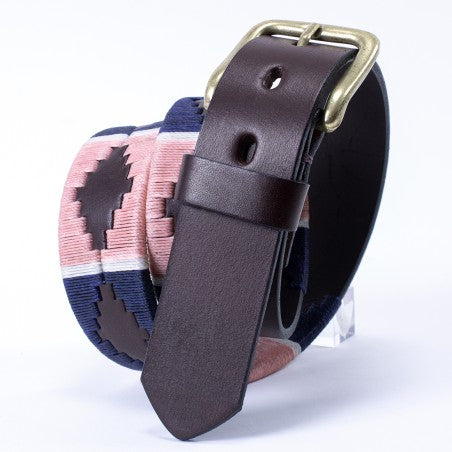 Cow leather belt - Blue and pink Pampa pattern