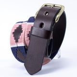 Cow leather belt - Blue and pink Pampa pattern